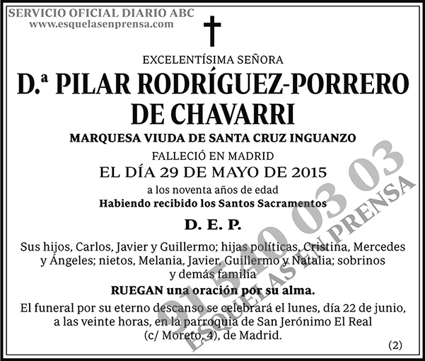 Pilar Rodríguez-Porrero de Chavarri